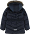 NAME IT NKFMAXIM - Puffer Jas - Afneembare Capuchon met Nepbont - Donkerblauw - Maat 146