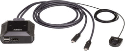 Aten US3312 - USB-C 4K DisplayPort KVM-schakelaar - 2 poorten met externe poortkiezer (2 stuks)
