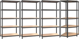 vidaXL - Opbergrekken - 4 - st - 5-laags - staal - en - bewerkt - hout - antracietkleur