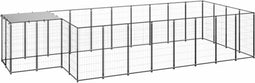 vidaXL - Hondenkennel - 10,89 - m² - staal - zwart