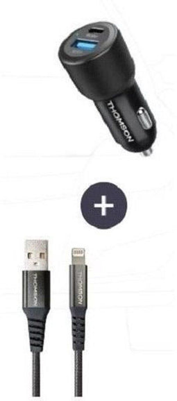 THOMSON - Autolader 60 W - USB-A naar L 3A-kabel - (1 pack)