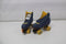 Nijdam Denim Rebel - Retro Rolschaatsen - Denimlook met gele veters - Donkerblauw/Geel