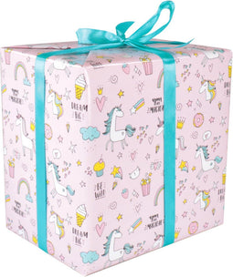 Klika - Cadeaupapier | 50cm | 100m | 80gr/m² | Unicorn | roze/wit