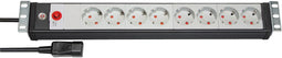 Brennenstuhl Premium-Line 19" - Stekkerdoos 8-voudig - 3m kabel - Zwart/lichtgrijs