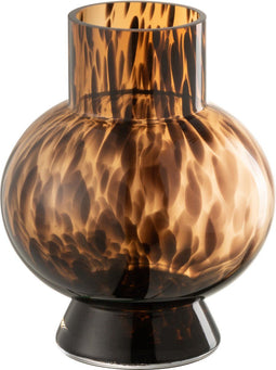 J-Line vaas Bol Stip Bruin - glas - small - 21.50 cm hoog