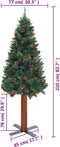 vidaXL - Kerstboom - met - echt - hout - en - dennenappels - smal - 210 - cm - PVC - groen