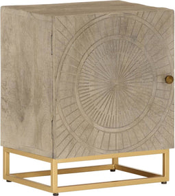 vidaXL - Nachtkastje - 40x30x50 - cm - massief - mangohout - en - ijzer