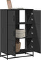 vidaXL - Hoge - kast - 68x35x106,5 - cm - bewerkt - hout - en - metaal - zwart