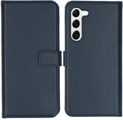 Selencia Galaxy S23 - Echt Lederen Bookcase - 3 Pashouders - Blauw