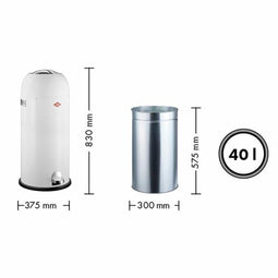 Wesco Kickmaster Maxi - Afvalbak - 40 liter - grafiet mat