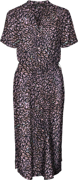 Vero Moda VMVICA S/S SHIRT DRESS GA AOP WVN - Dames Jurk - Korte mouwen V-hals ceintuur (M)