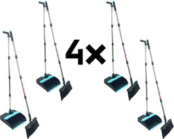 Synx Tools Stoffer en Blik met lange steel 121 cm - 4 Stuks - Veger en blik met lange steel - Stoffer & Blik Met Schoonmaaktanden - Verstelbaar tot 121 cm