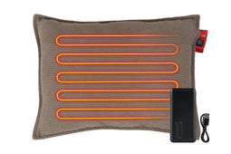 Feel Home Verwarmend Kussen - 3 Warmteniveaus - Taupe Ribbels 45x60cm - met 10000mAh Powerbank
