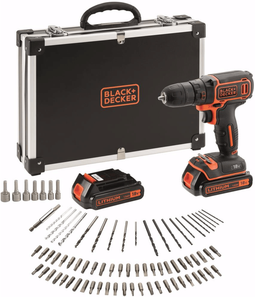 BLACK+DECKER BDCDC18 - Accu schroef-/boormachine - 2x 18V Lithium-Ion accu's + 80 accessoires