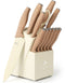 Lugia Messenset - 13-delige set - RVS messenblok met broodmes koksmes vleesmes schaar - Beige
