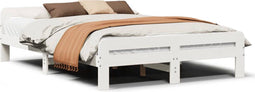 vidaXL - Bedframe - zonder - matras - massief - grenenhout - wit - 150x200 - cm