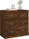 vidaXL - Dressoir - 70x35,5x67,5 - cm - bewerkt - hout - bruin - eikenkleur