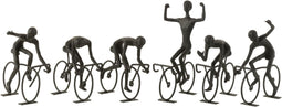 J-Line decoratie Fietsers - polyresin/metaal - zwart - large - 6 stuks