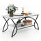 Coast Salontafel - Marmerlook - 2-Lagen Plank - Metalen Frame - 100 x 50 x 45 cm - Zwart/Wit