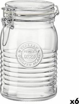 Voedselopslagcontainer Bormioli Rocco Officina Transparant Glas (6 Stuks) (1,15 L)