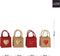 J-Line zak Hart Pailletten - jute - naturel/rood - 4 stuks