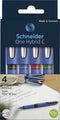 Schneider rollerball - One Hybrid C - conus punt - lijnbreedte 0,5mm - 4 stuks assorti kleuren - S-183294