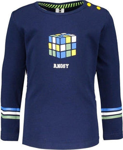 B.Nosy - Baby T-shirt - Multicolour kubus borduur - Maat 68