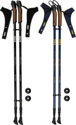 Abbey Camp Nordic Walking Stokken - Telescopisch Verstelbaar 86-140 cm - Aluminium - Zwart (2 stuks)