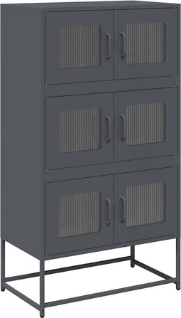 vidaXL - Hoge - kast - 68x39x123 - cm - staal - antracietkleurig