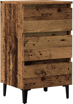 vidaXL - Nachtkastje - met - metalen - poten - 40x35x69 - cm - oud - houtkleurig