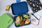 Yumbox Panino - lekvrije Bento box broodtrommel - 4 vakken -Monte Carlo Blue / Race Cars tray
