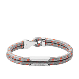 Diesel DX1249040 - Heren Armband - Gevlochten nylon met haak-oogsluiting - Grijs met oranje accenten