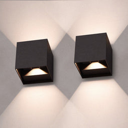 HOFTRONIC Kansas - Wandlamp Dimbaar - IP65 Waterdicht - 3000K Warm Wit - 7 Watt - Zwart (2 stuks)
