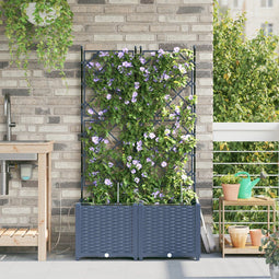 vidaXL - Tuinbakken - met - Waterirrigatiesysteem - 2 - stuks - Grijs
