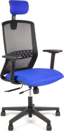 Linea Tekna 01/PT - Bureaustoel - Ergonomisch EN1335 - Met hoofdsteun - Multi verstelbaar- Zwart/Blauw