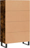 vidaXL - Hoge - kast - 69,5x31x115 - cm - bewerkt - hout - gerookt - eikenkleurig