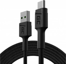 Green Cell KABGC19 - USB A naar USB-C Kabel - Snelladen 3.0 - Zwart (2m)