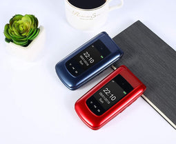 Uleway - Flip - Klaptelefoon - Dual Screen - Twee - Schermen - Gebruiksvriendelijk - Grote Knoppen en Tekst - Dual Sim - SOS Knop - 2 batterijen - SOS knop - telefoon - gsm - senioren - senioor -seniorentelefoon - doro