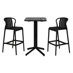 Tafel met twee stoelen Home ESPRIT Zwart Metaal Polypropyleen 60 x 60 x 102 cm