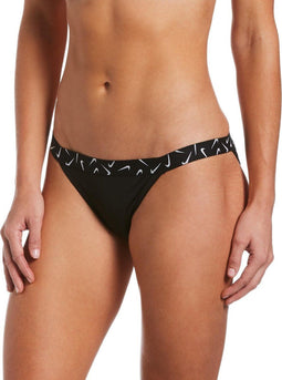 Nike Swim Logo Tape - Bikinibroekje - 75% gerecycled materiaal - Zwart - Maat XL
