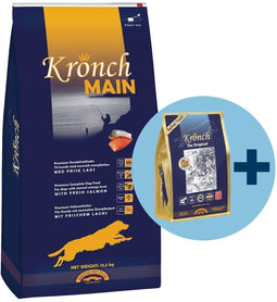 13,5 kg + 600 gr Kronch main senior met gratis kronch 100% zalmsnacks hondenvoer