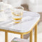 SoBuy FBT110-G - Bijzettafel - Gouden Salontafel met Marmereffect