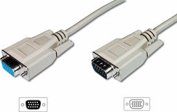 VGA Extension Cable Digitus AK-310200-018-E Grey 1,8 m Beige White