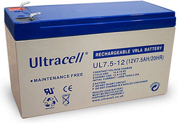 Ultracell UL7.5-12 loodbatterij 12 volt met 7,5 Ah en 4,8 mm contacten