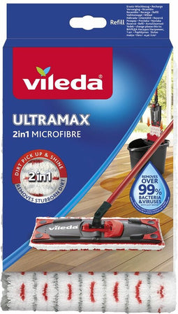 UltraMax Vileda Vervanging - 1 per verpakking - Geschikt voor alle platte mopsystemen van Vileda - Voor alle vloertypes
