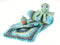 Pebble Crochet Edge Stripey - Wiegdeken 75x100 cm - Gebreid met gehaakte rand - Turquoise
