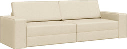 vidaXL - Vloersofa - Bed - 2-in-1 - Crème - 245x150x60.5 - cm - Stof