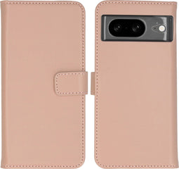 Selencia Google Pixel 8 - Echt Lederen Bookcase - 3 Pashouders - Dusty Pink