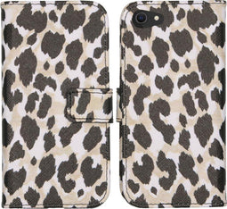 iMoshion Hoesje Geschikt voor iPhone SE (2022) / SE (2020) / 8 / 7 Hoesje Met Pasjeshouder - iMoshion Design Softcase Bookcase - Goud / Zwart / Allover de luxe Black