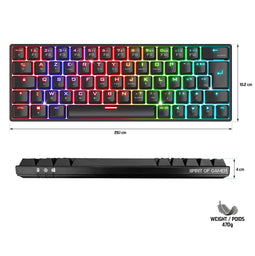 Spirit of Gamer XPERT-K200 - Gaming Toetsenbord - 60% TKL - RGB - Zwart